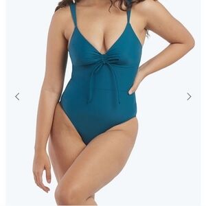 Summersalt The Cinched One Piece Swimsuit Teal Adjustable Straps Size 2